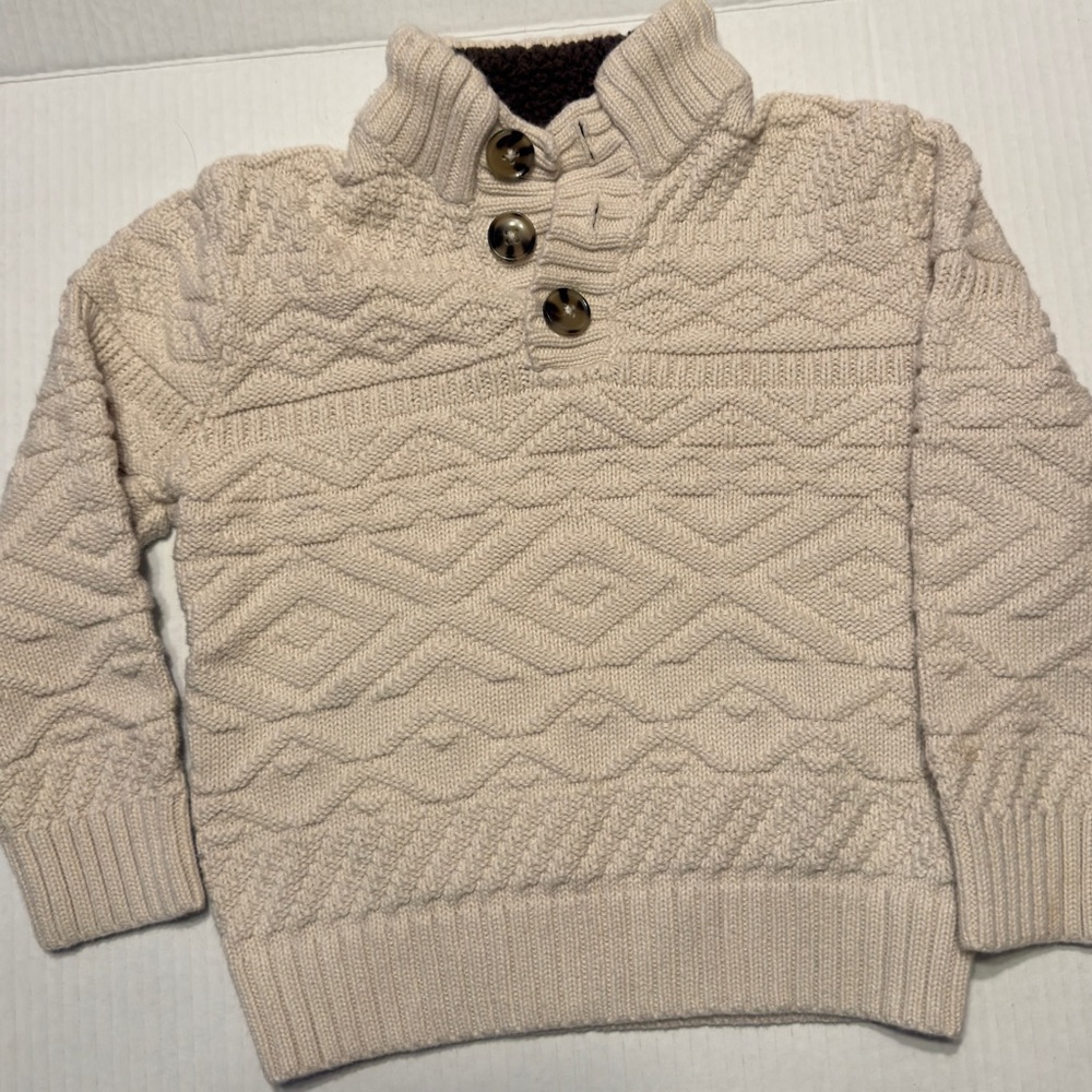 Cat & Jack Toddler boys 3t Cream Cable Knit Sweater